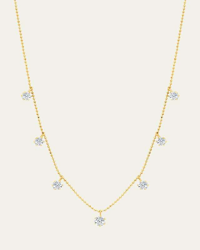 18K Yellow Gold Medium Floating Diamond Necklace